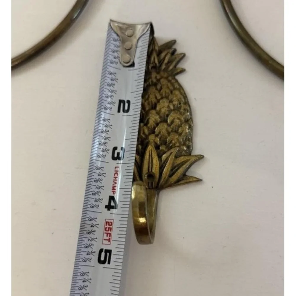 Brass Pineapple‎ Towel Rings Wall Hook Tropical Bath Decor Set Of 3 Taiwan
